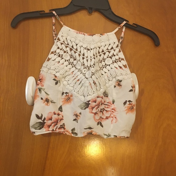 Forever 21” Crochet/Floral Crop Top - Picture 3 of 3